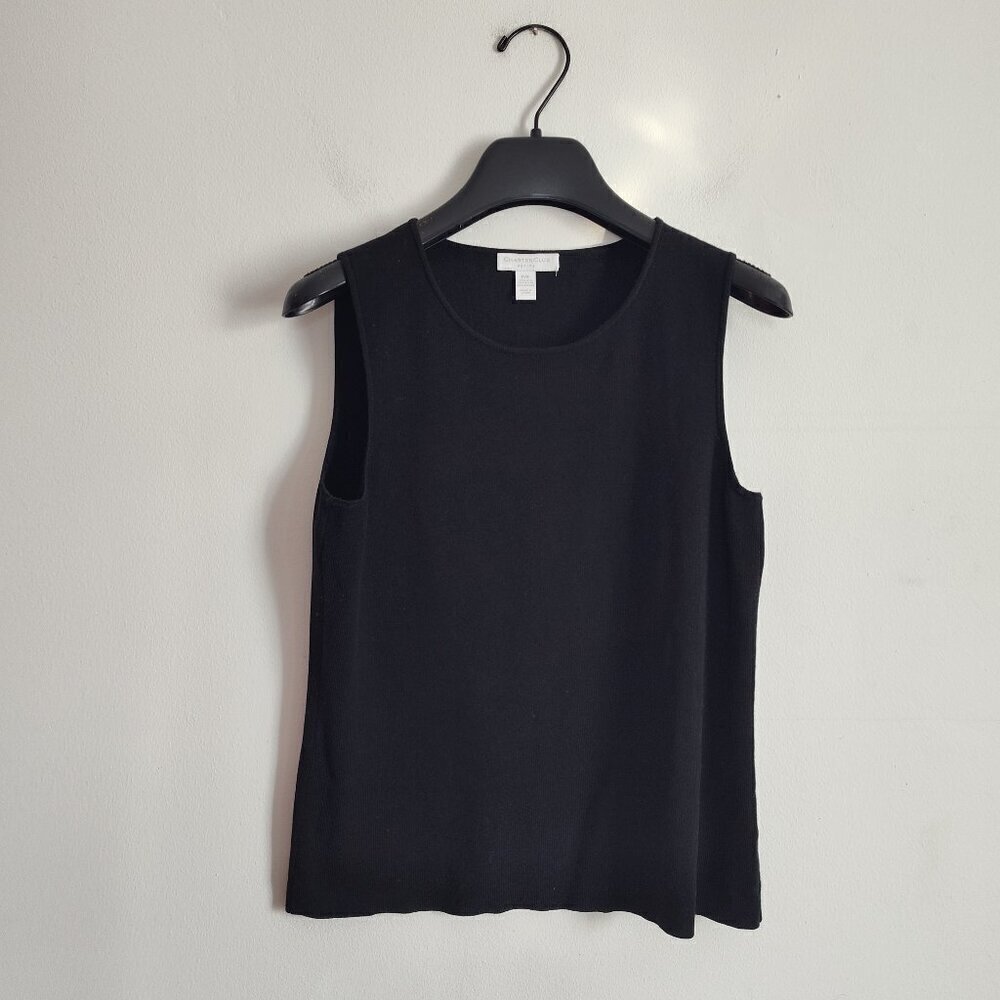 Ladies SZ PS Charter Club Black Silk Blend Sweater Tank